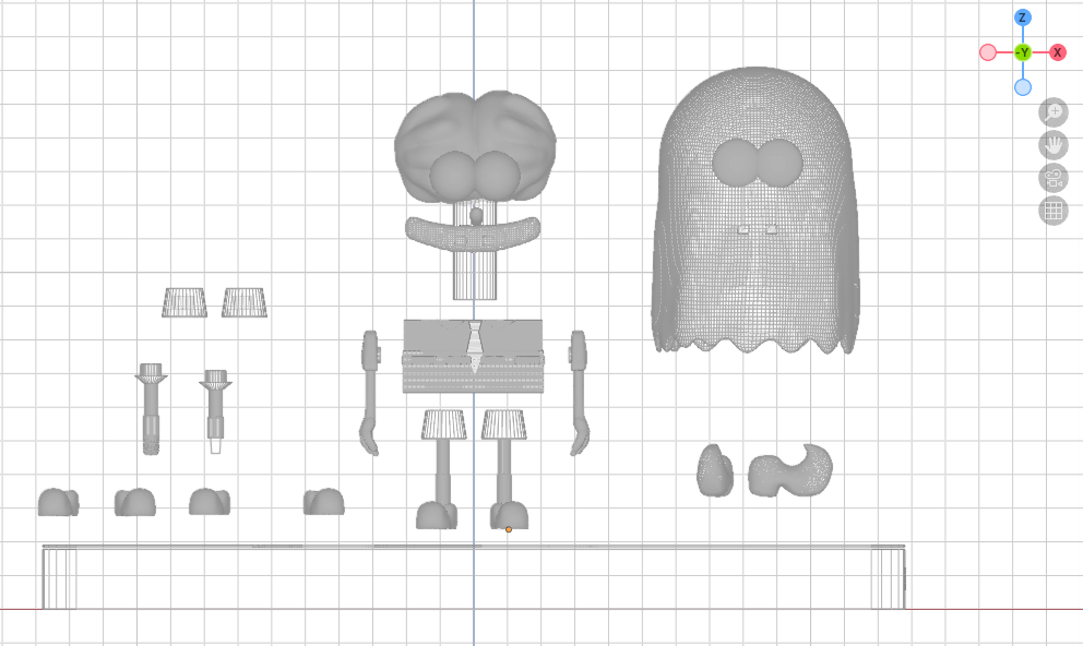3D model of the Scaredy Pants figurine parts and costume in design software
